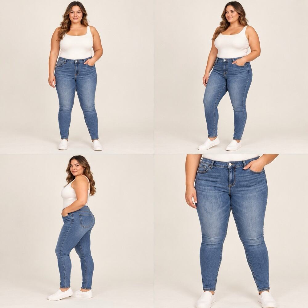 Jessica Simpson Kiss Me Skinny Jeans Womens 14W Plus Blue Wash Denim